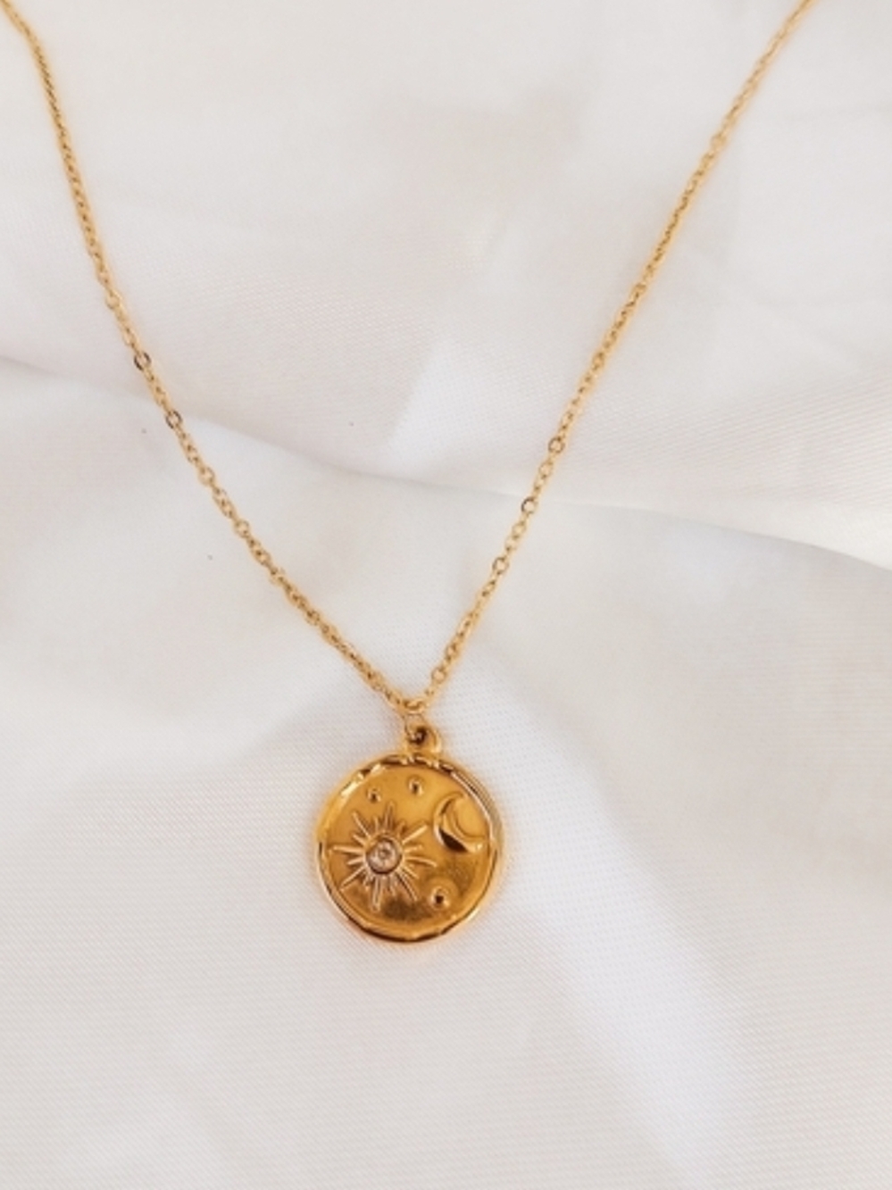 Gold Sun & Moon Medallion Necklace - Women Jewelry